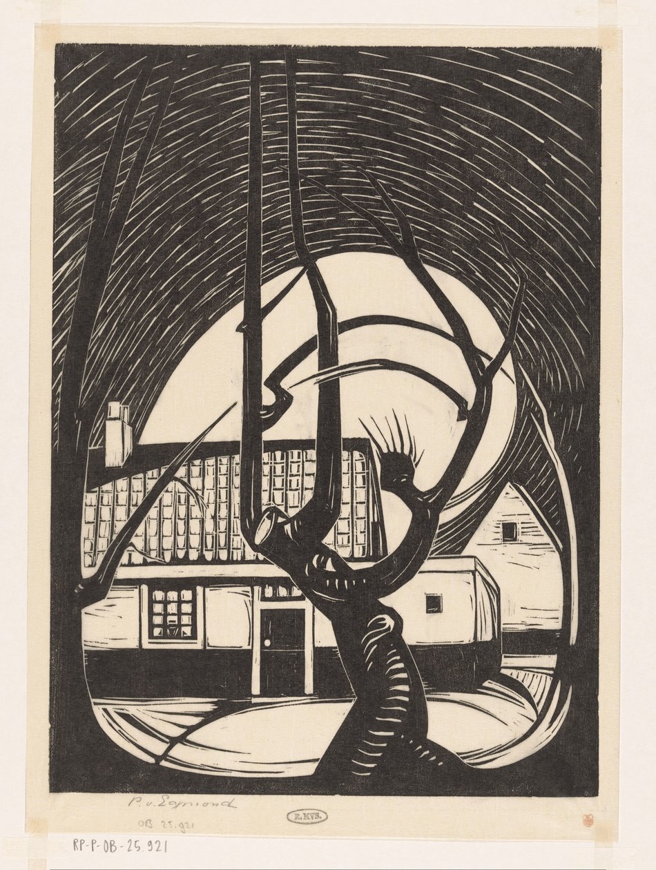 Pil foran et hus af Piet Egmond (signed by artist)