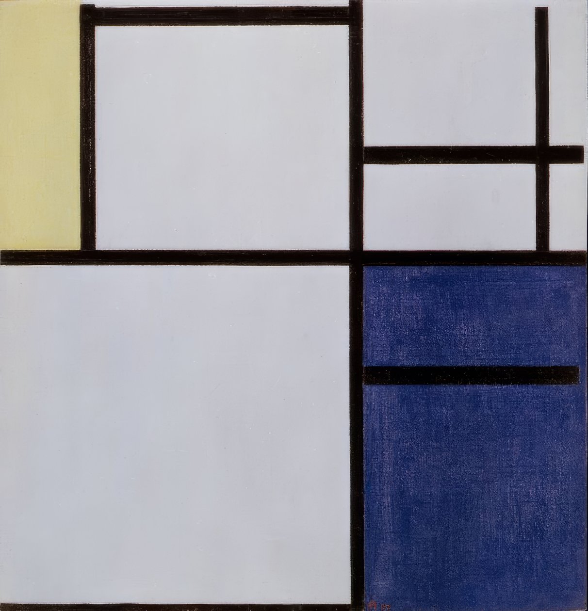 HVID, GRÅ, GUL, BLÅ af Piet Mondrian
