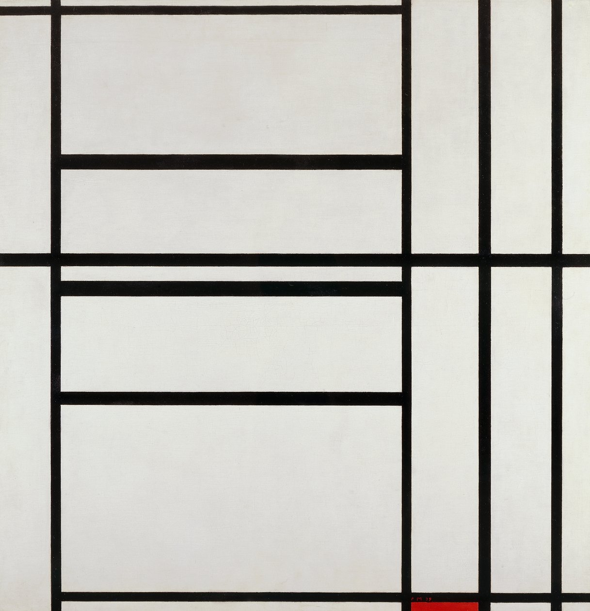 Komposition nr. 1 med gråt og rødt 1938, af Piet Mondrian (1872-1944), olie på lærred af Piet Mondrian