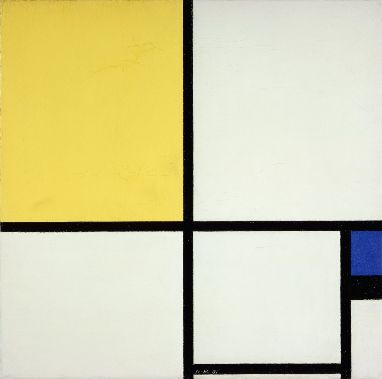 Sammensætning med blå og gul; Sammensætning med blå og gul af Piet Mondrian