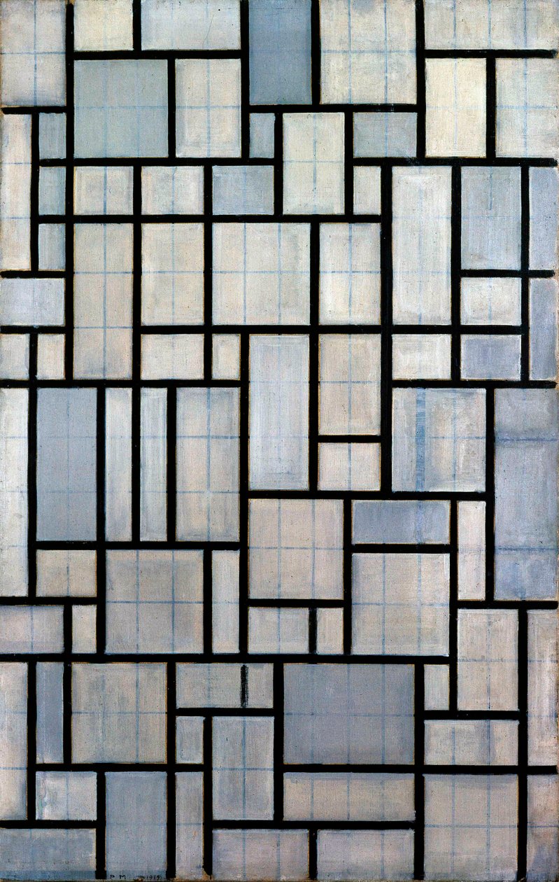 Komposition med gitter 2, 1915 af Piet Mondrian