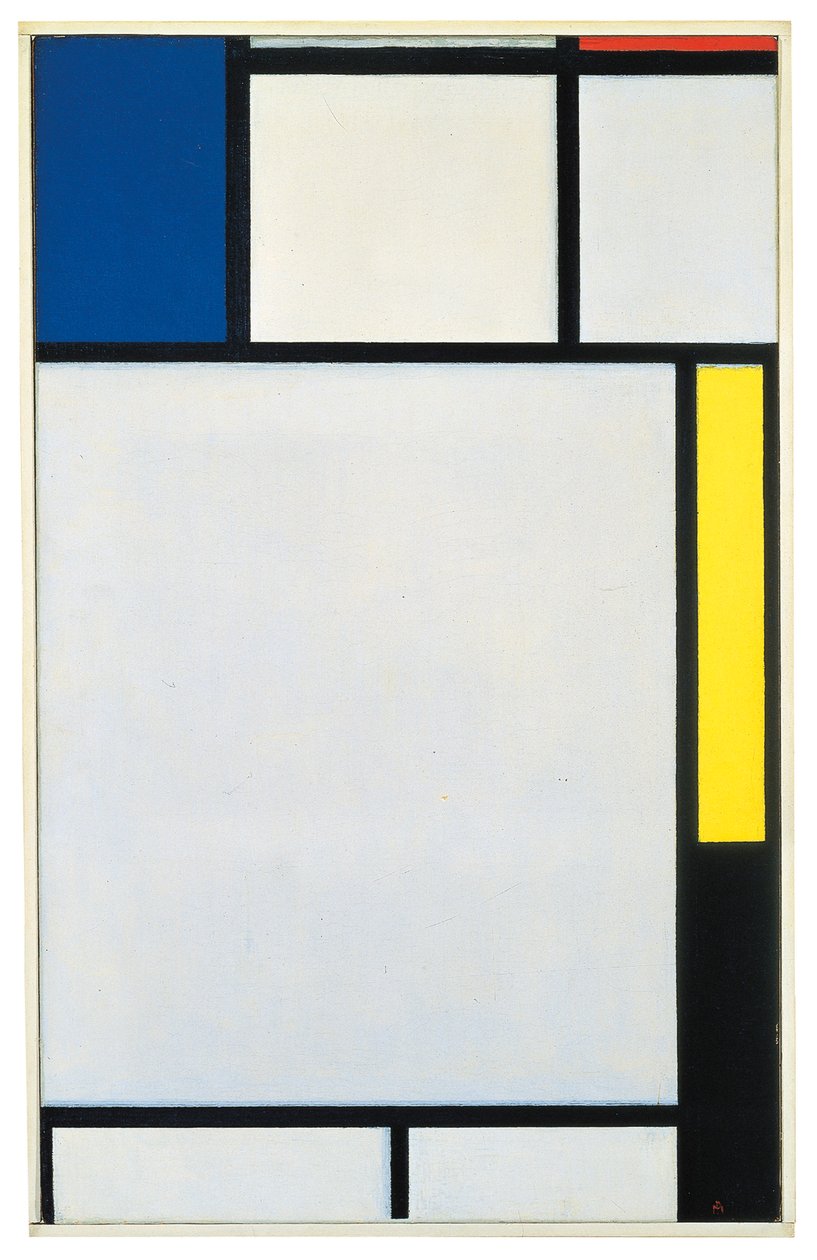 Sammensætning med blå, rød, gul og sort af Piet Mondrian
