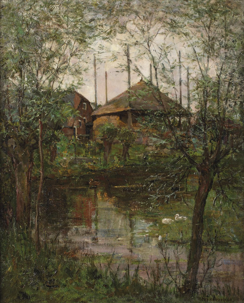 Høstak med piletræer, ca. 1897-98 (olie på lærred) af Piet Mondrian