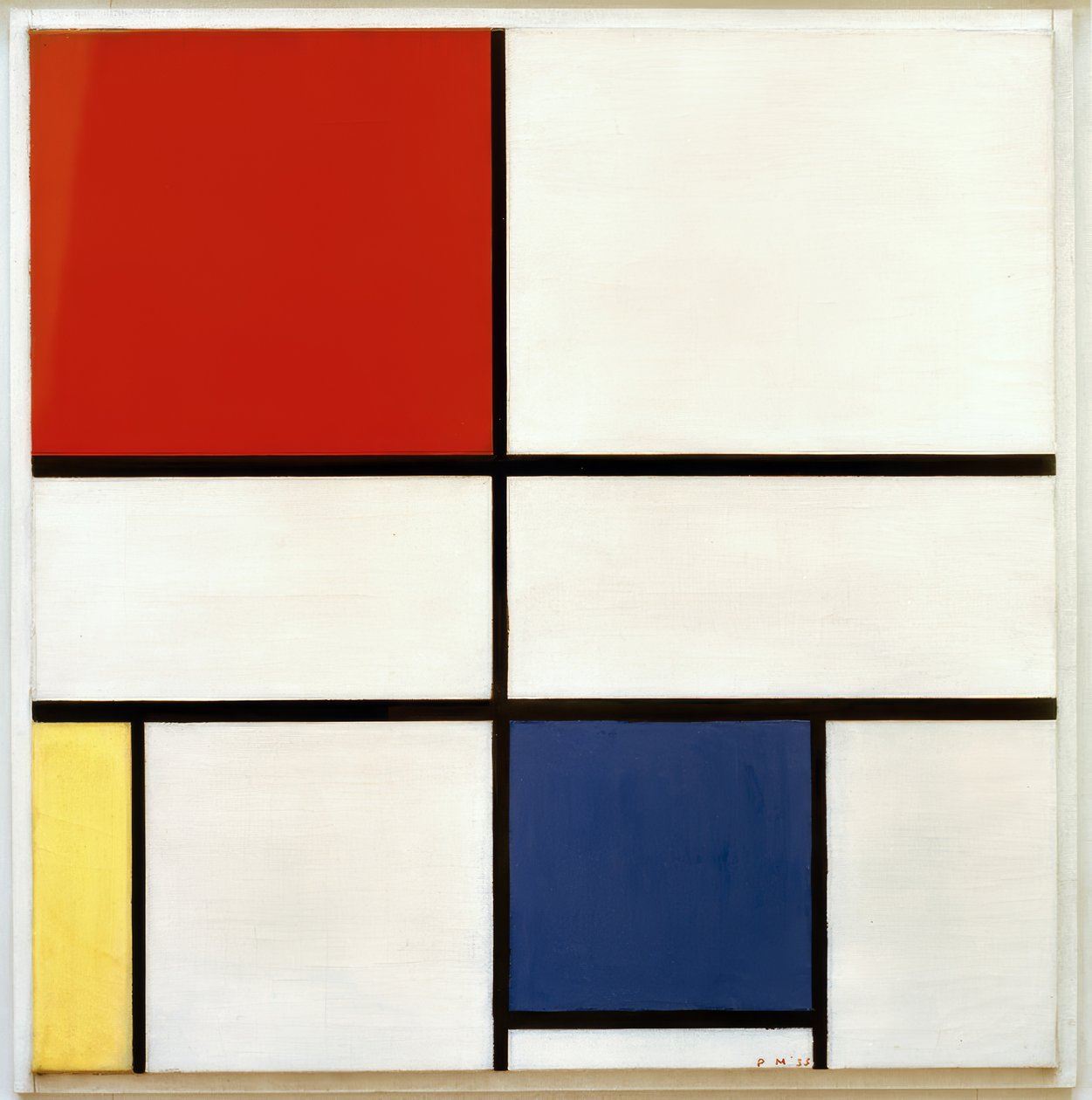 Sammensætning C; Sammensætning nr. III; Sammensætning med rød, Ge af Piet Mondrian
