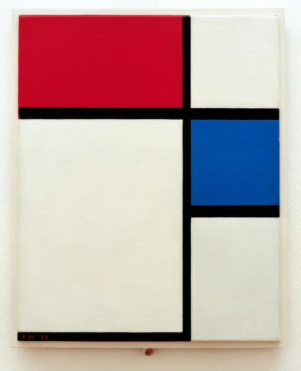 Sammensætning nr. II; Sammensætning med blå og rød af Piet Mondrian