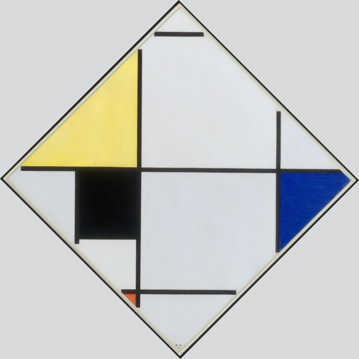 Pastillkomposition med gul, sort, blå, rød og grå, 1921 af Piet Mondrian