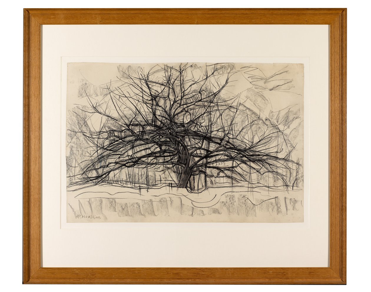 Studie til The Grey Tree, 1911 (sort farveblyant på papir) af Piet Mondrian