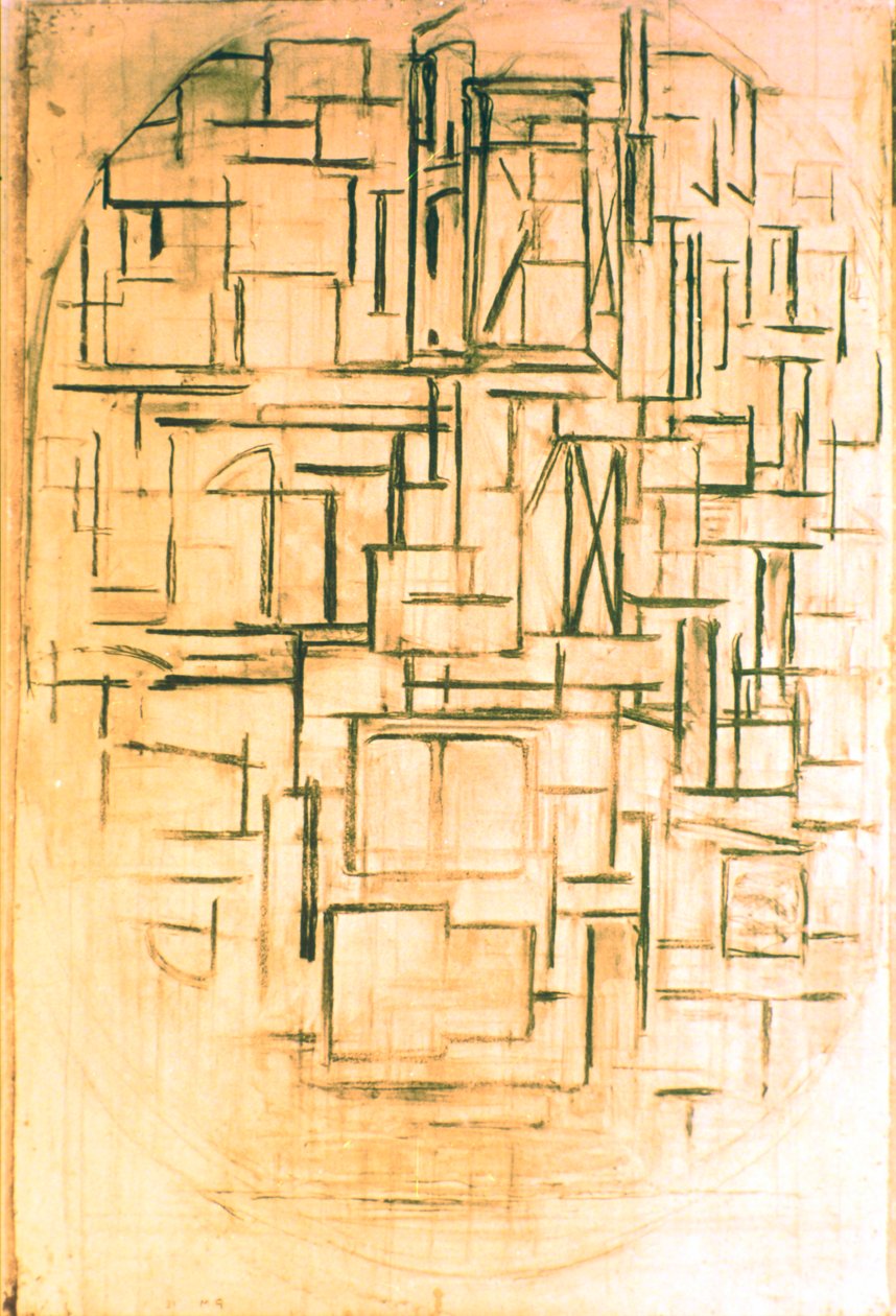 Uden titel oval komposition 1914 af Piet Mondrian