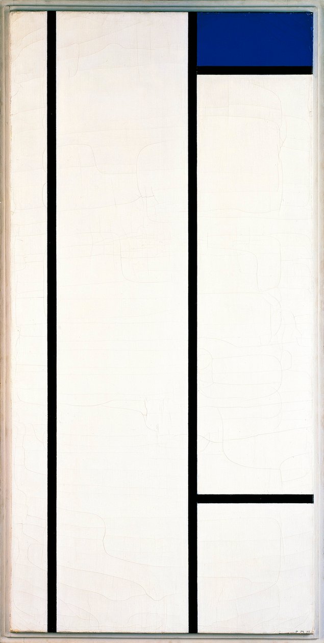 Lodret komposition med blå og hvid af Piet Mondrian