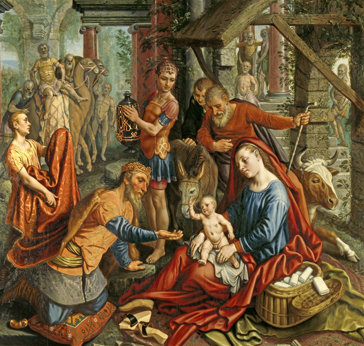 Magiernes tilbedelse, centralt panel, c.1560 af Pieter Aertsen