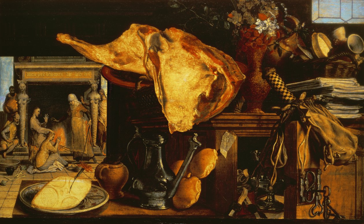 Vanitas stilleben (Kristus med Maria og Martha), 1552 (panel) af Pieter Aertsen