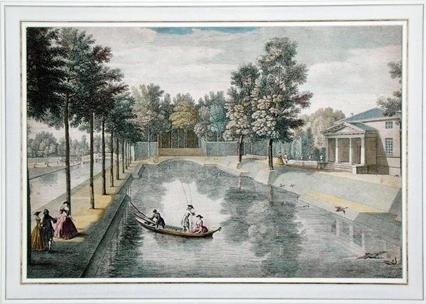 The Water Gardens at Chiswick House, London, ca. 1728-30 (farvegravering) (se også 18868, 176475) af Pieter Andreas after Rysbrack