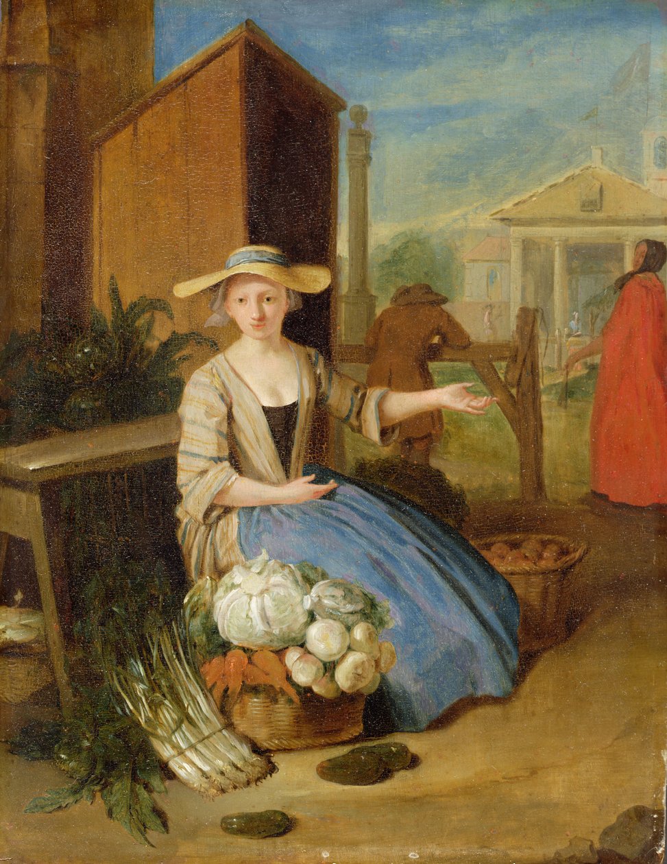 Grøntsagssælger, Covent Garden, ca. 1726 af Pieter Angillis