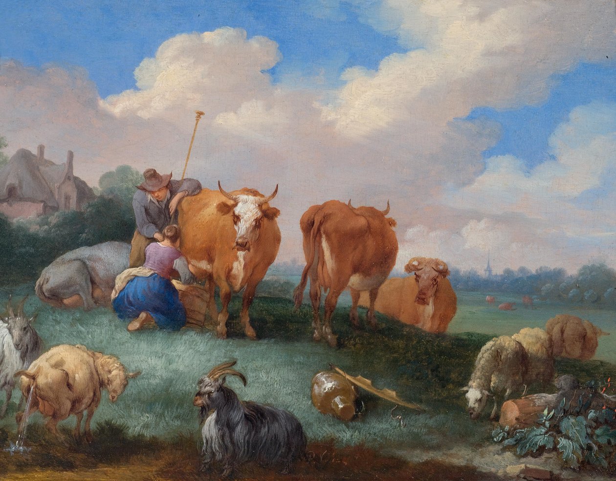 Hyrder med køer og får i et landskab af Pieter Bouts