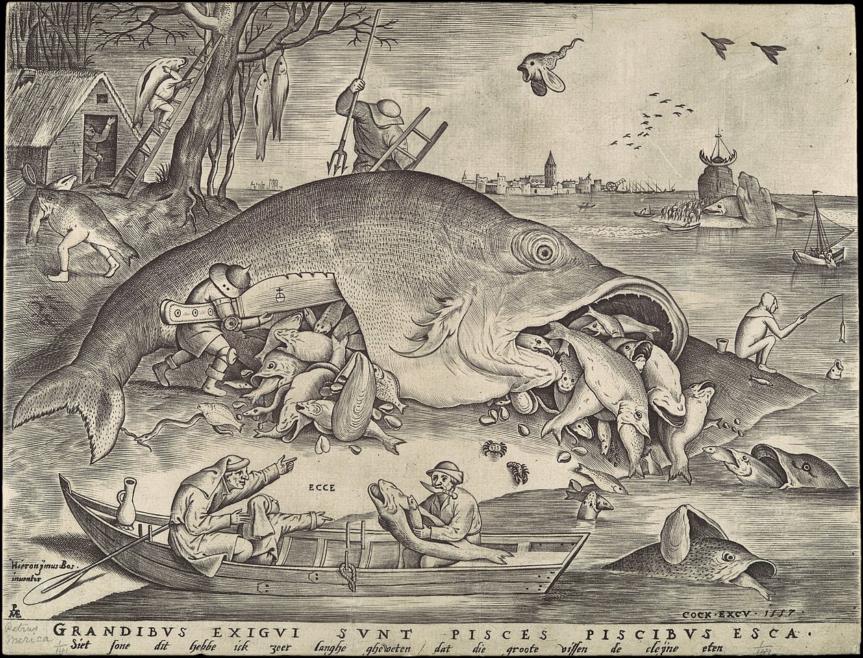 Store fisk spiser små fisk af Pieter Bruegel the Elder