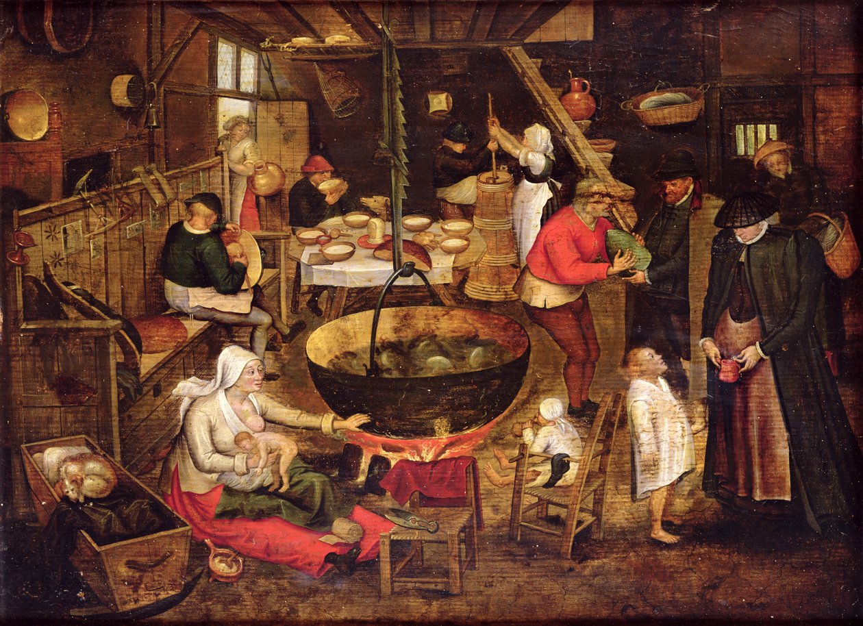 Køkken interiør af Pieter Bruegel the Elder