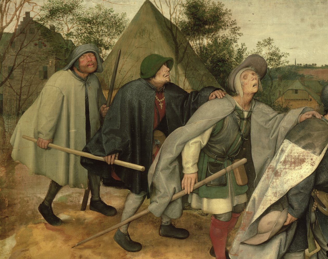 Lignelse om de blinde, detalje af tre blinde mænd, 1568 (detaljer fra 29163) af Pieter Bruegel the Elder