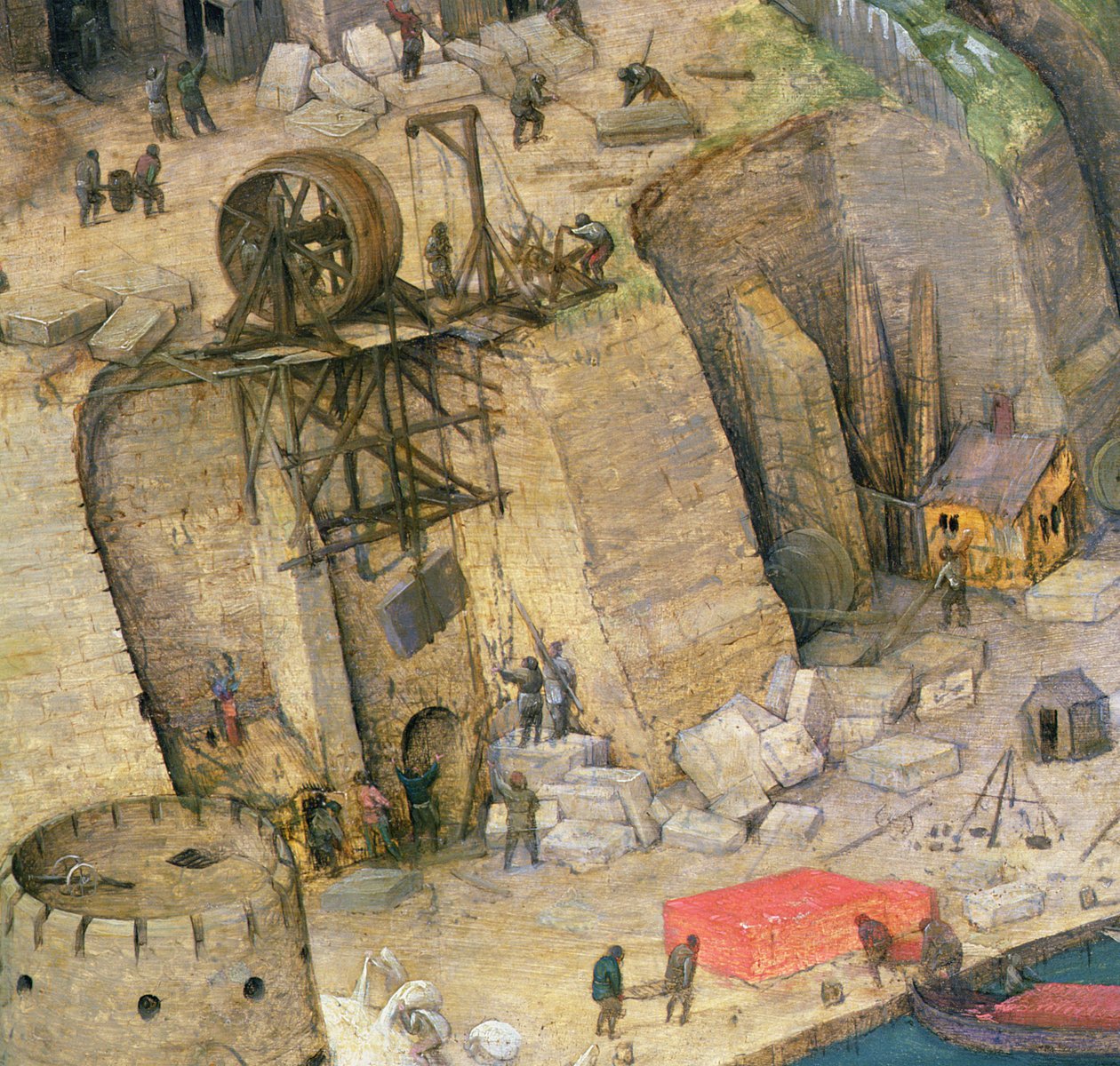 Babelstårnet, detalje af bygningsarbejdet, 1563 (detalje af 345) af Pieter Bruegel the Elder