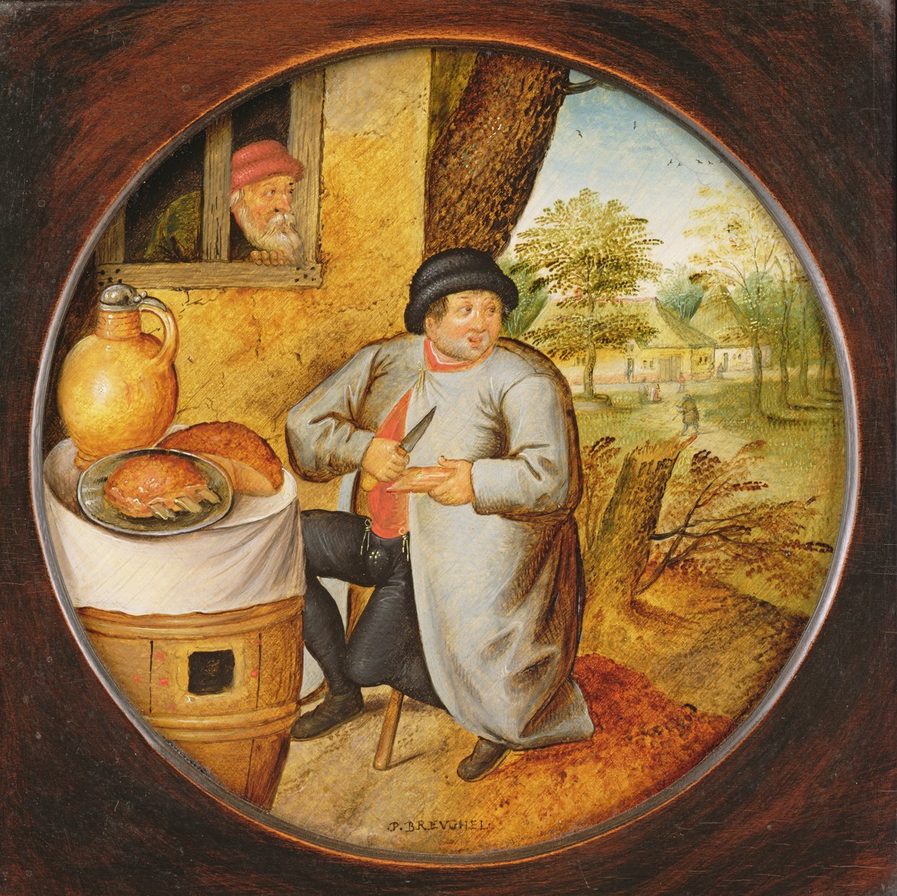 Manden der skærer træ og kød med den samme kniv af Pieter Brueghel the Younger