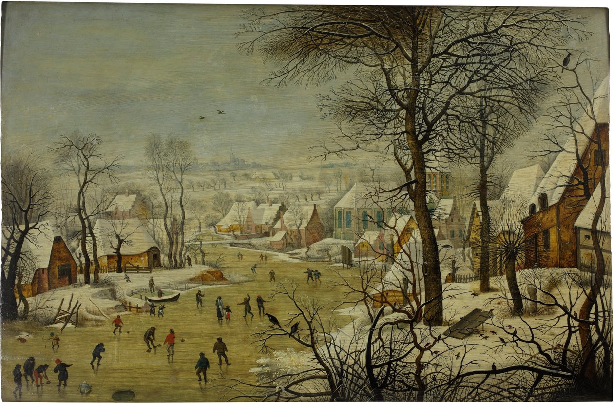 Vinterlandskab med en fuglefælde af Pieter Brueghel the Younger