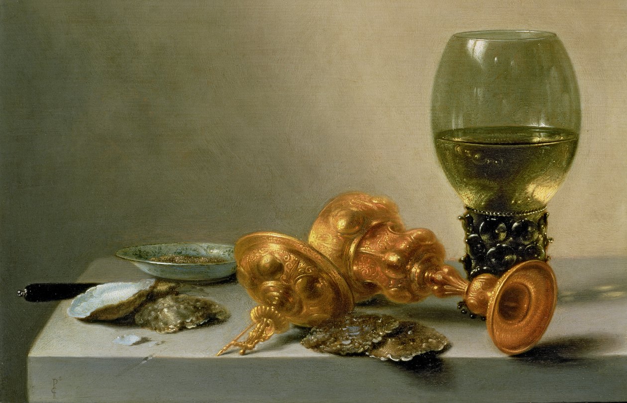 Et stilleben med en Roemer og en forgyldt kop af Pieter Claesz