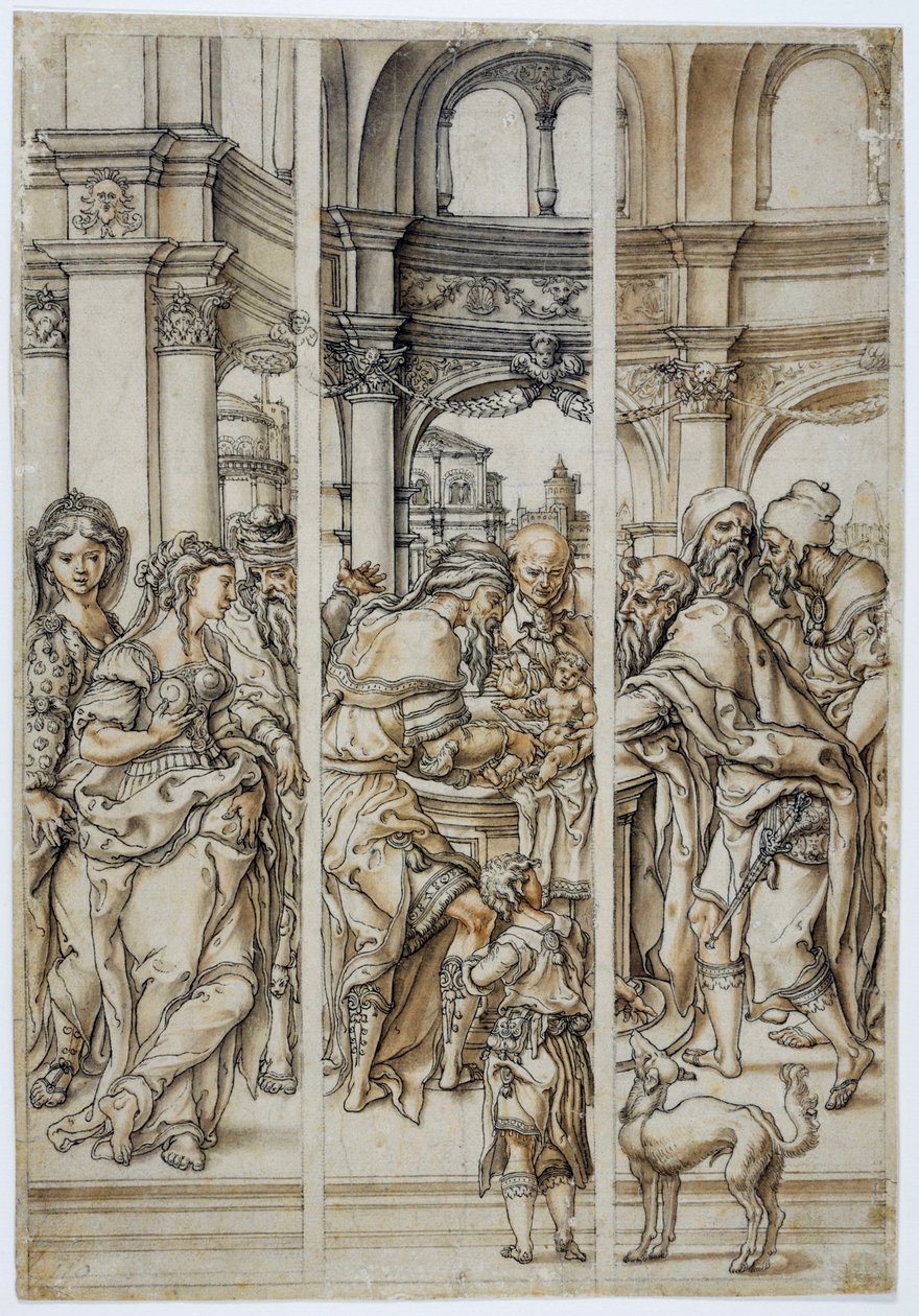 Kristi omskæring, design til et vindue i farvet glas af Pieter Coecke van Aelst