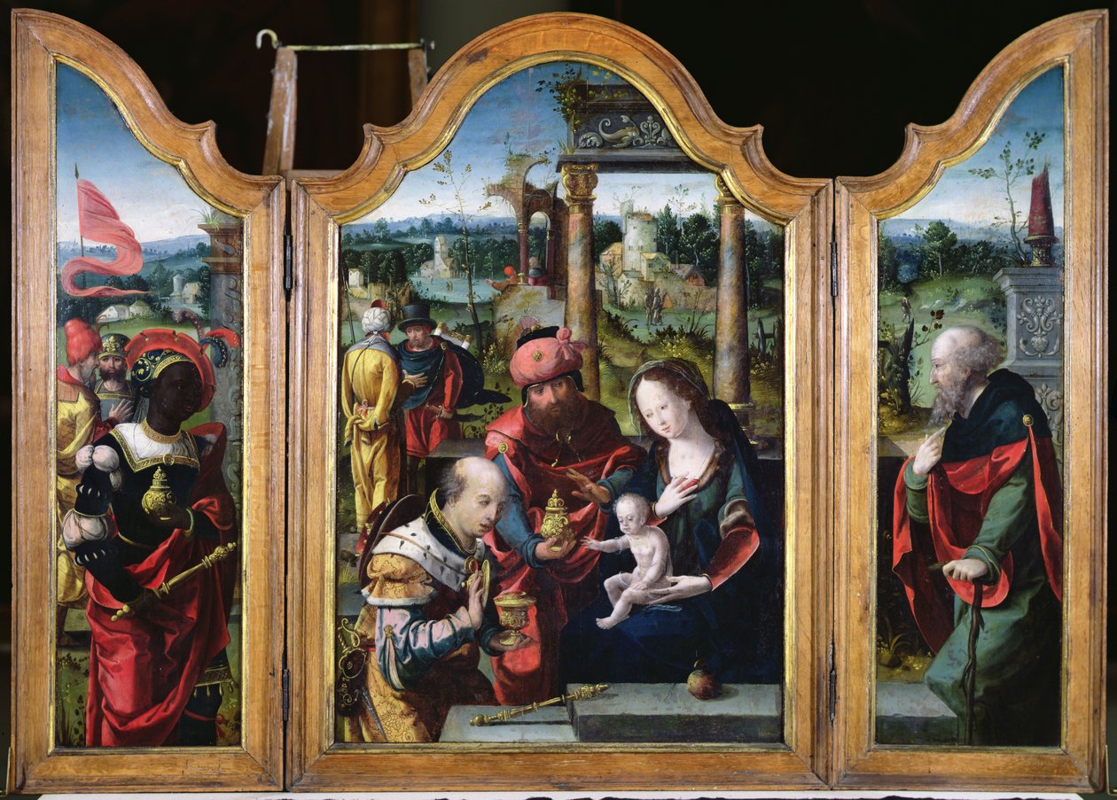 Magiernes tilbedelse (se 231760 for verso) af Pieter Coecke van Aelst