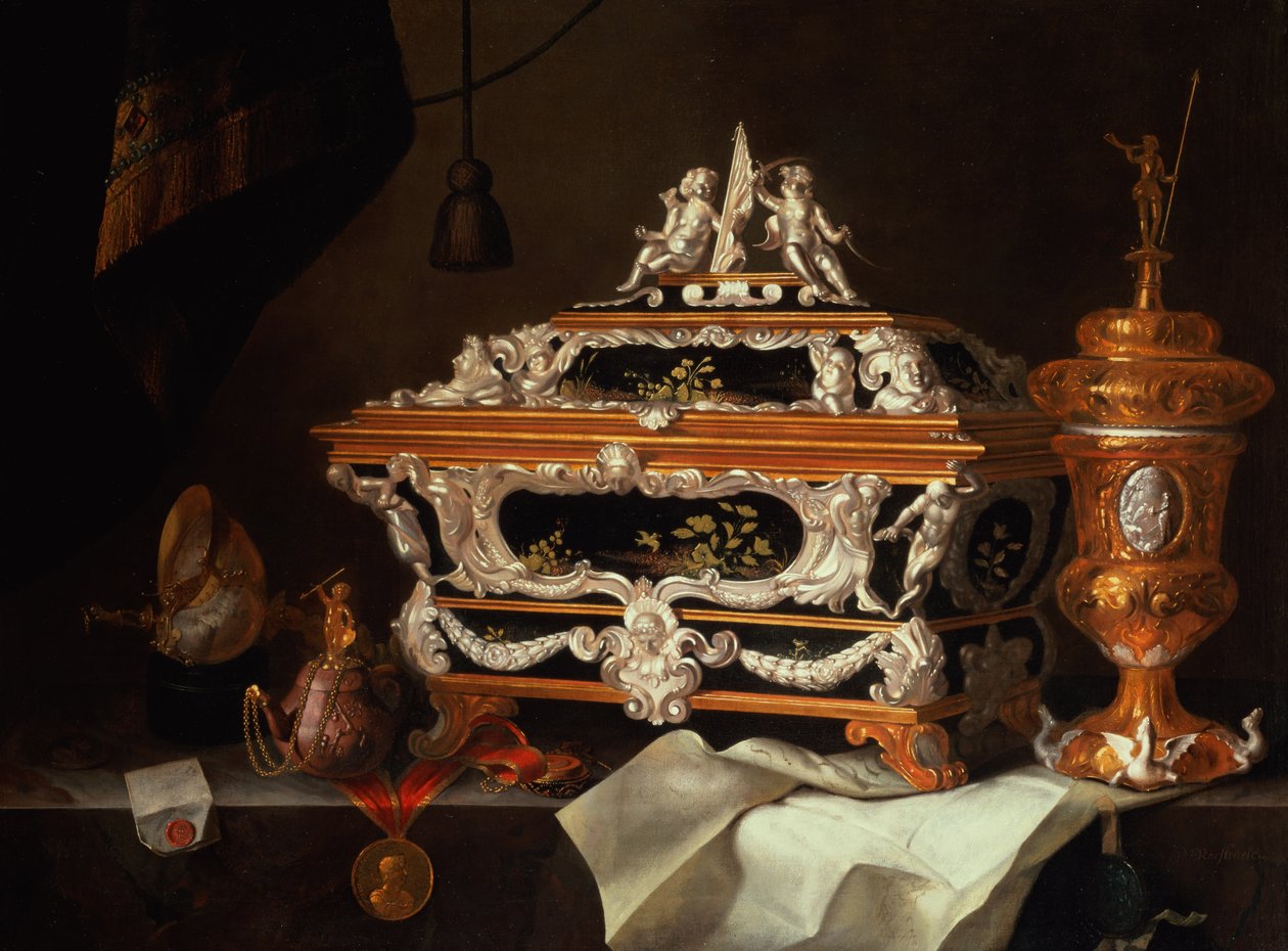 En fejring af guldsmedens kunst (olie) af Pieter Gerritsz. van Roestraten