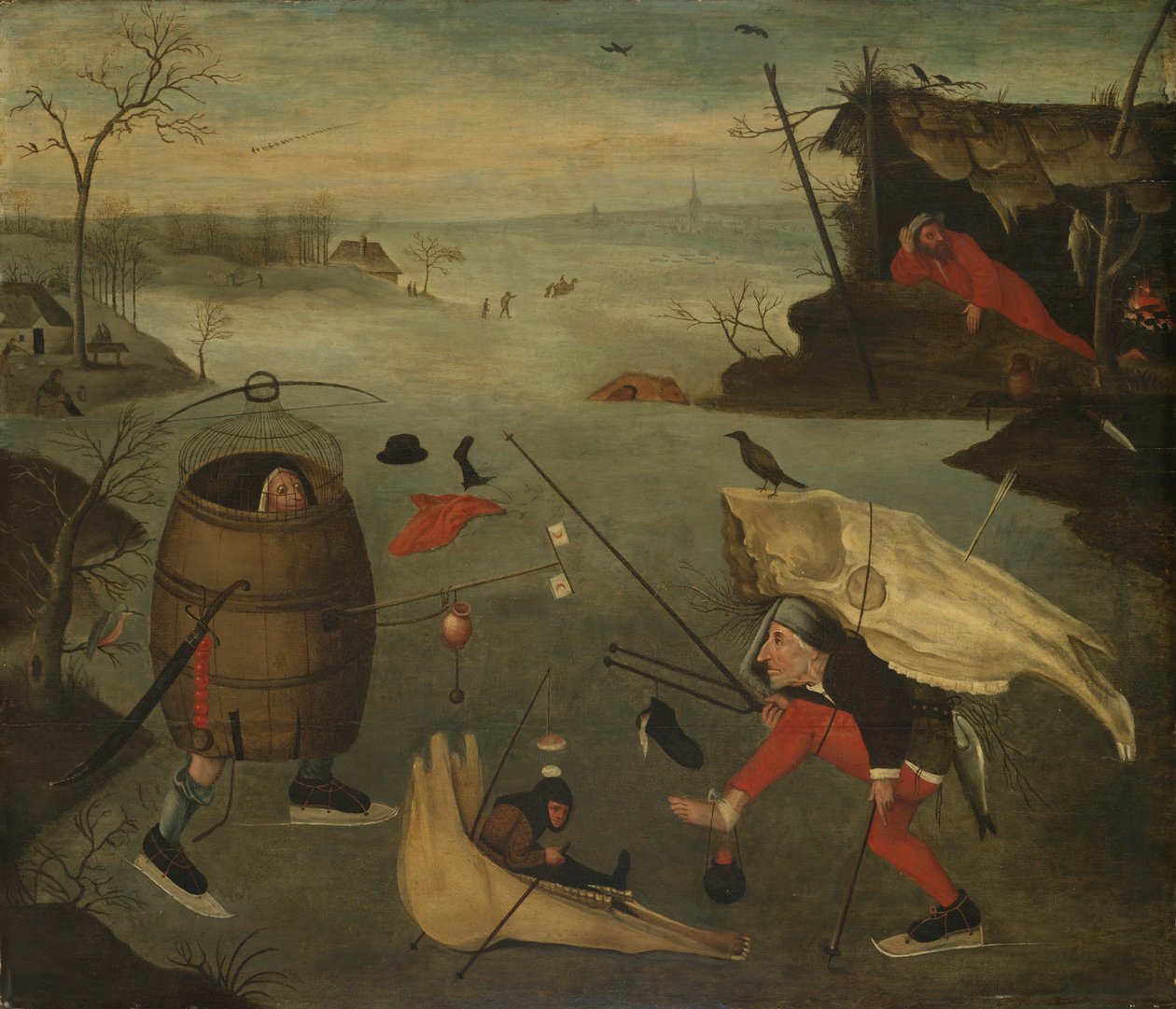 Grotesk duel på isen, ca. 1560 af Pieter Huys