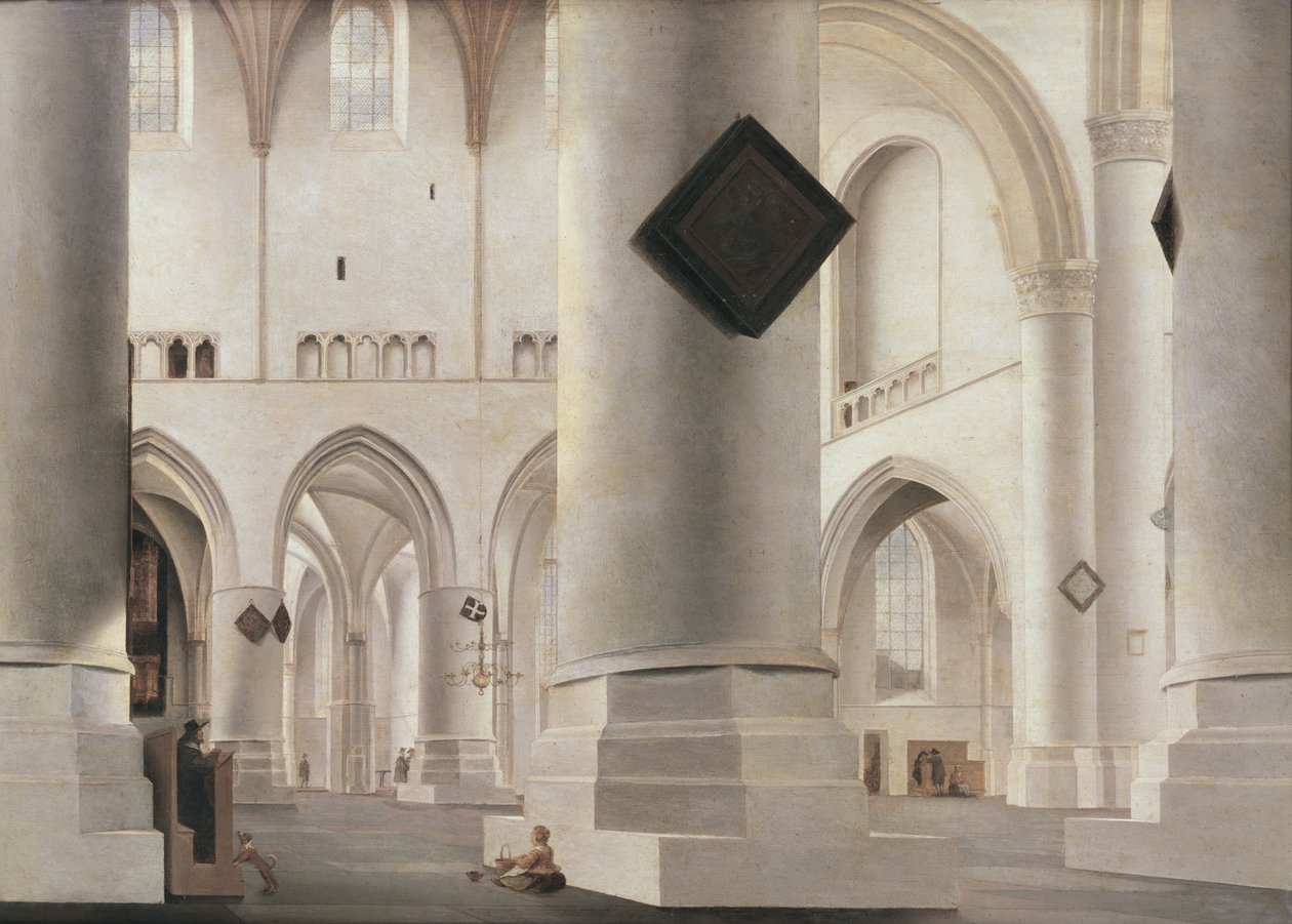 Interiør af Grote Kerk, Amsterdam, ca. 1637 (olie på træ) af Pieter Janszoon Saenredam