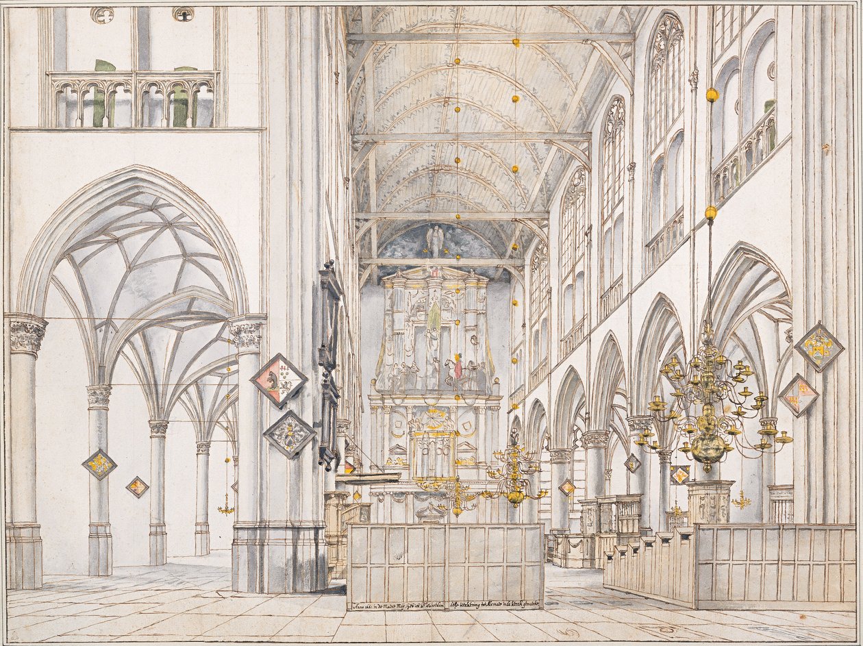 Interiør af St. Lawrence Kirke (Groote Kerk eller Store Kirke) i Alkmaar, 1661 af Pieter Janszoon Saenredam