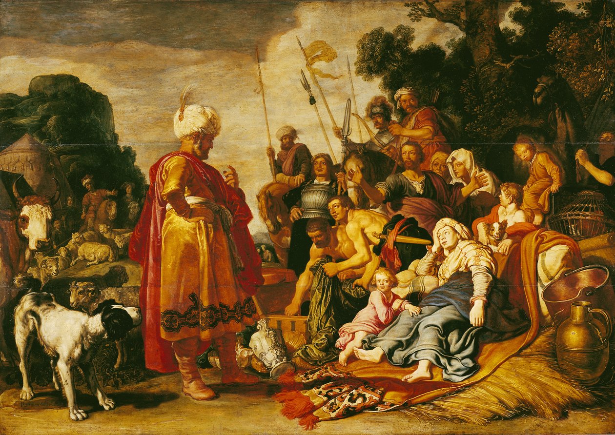 Laban søger efter idolerne af Pieter Lastman