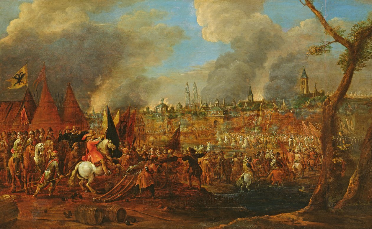 Imperialernes belejring af en by, måske belejringen af Magdeburg i 1631, ca. 1650 af Pieter Molenaer