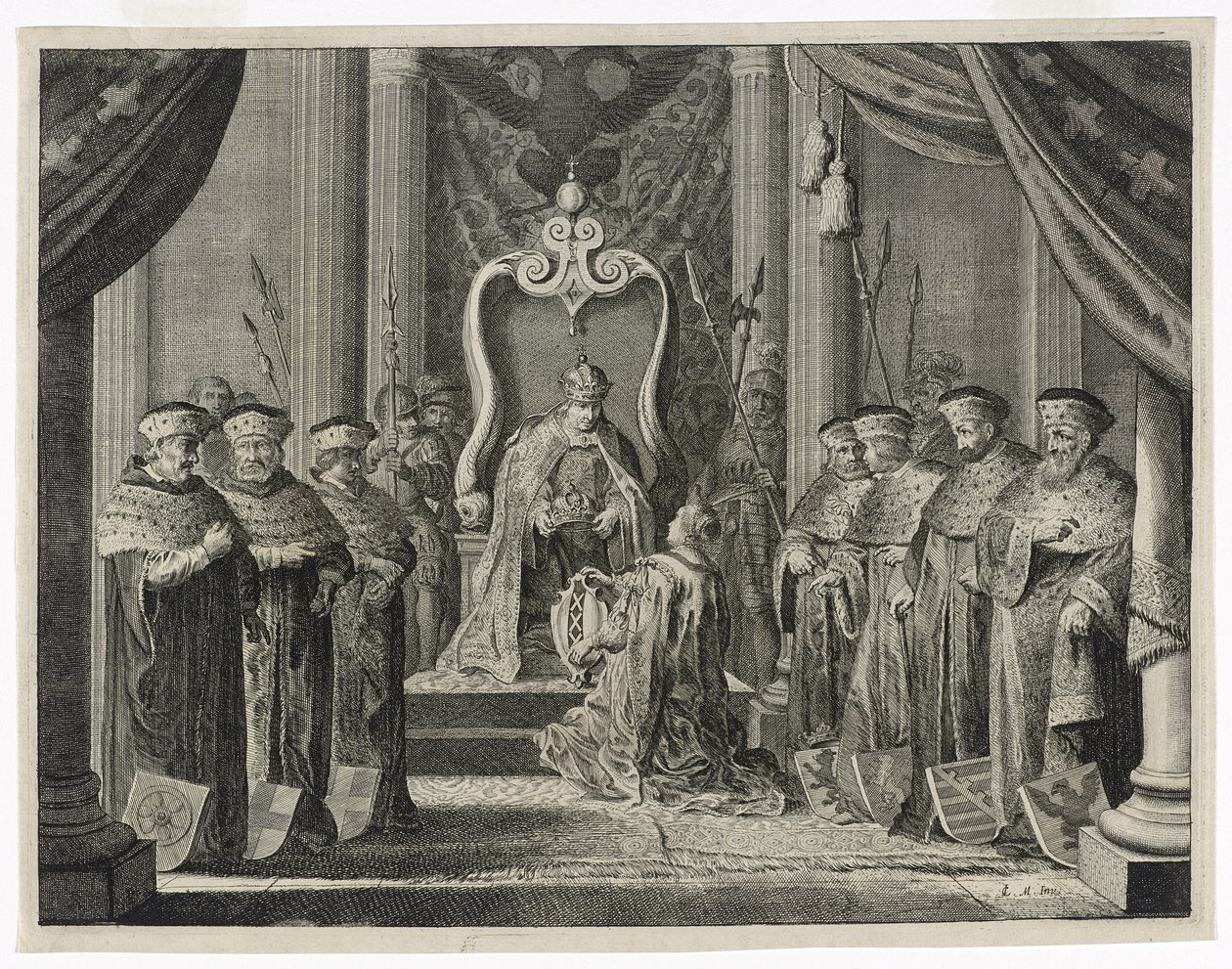 Donation af den kejserlige krone til byen Amsterdam, 1638 af Pieter Nolpe