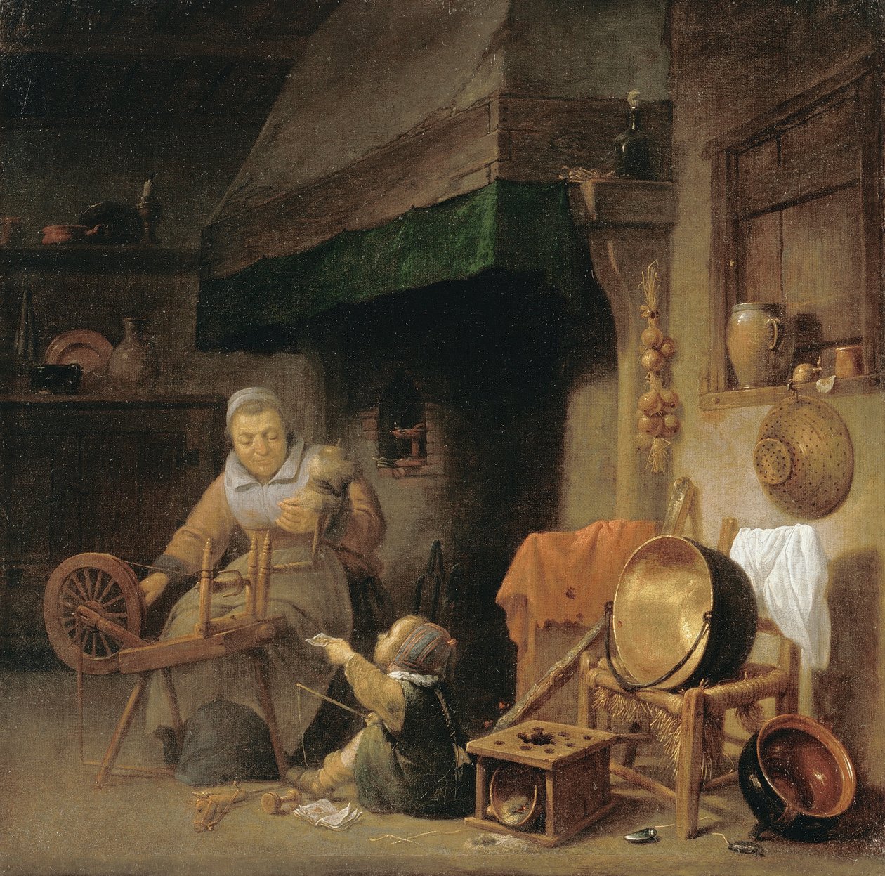 Kvinde spinder af Pieter de Nys