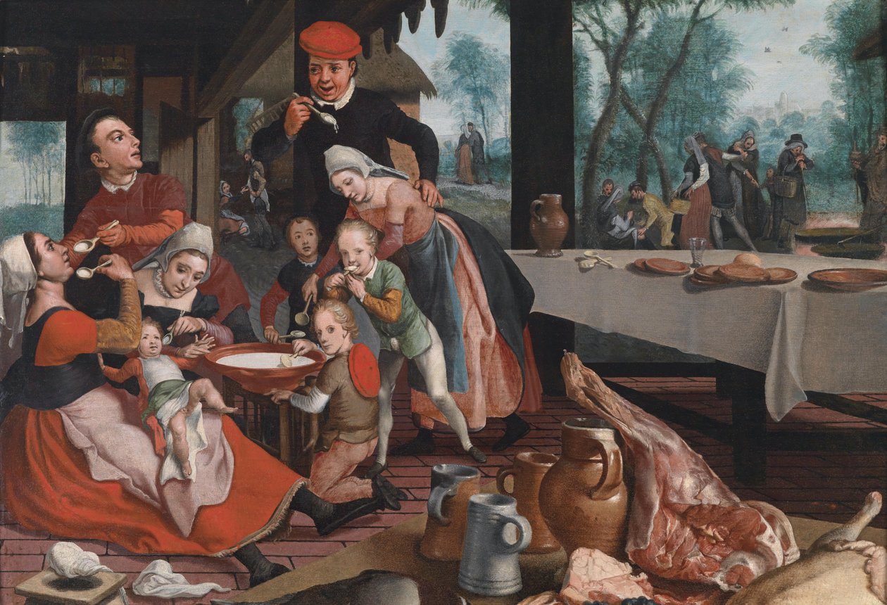 En familie, der spiser rispudding af Pieter Pietersz the Elder