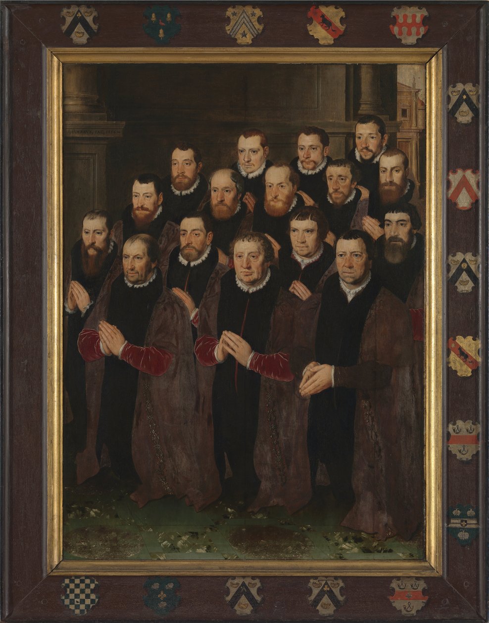 Panel 1 med 16 portrætter af medlemmerne af Helligblods Broderskab, Panel 1 med 16 portrætter af medlemmerne af Det Hellige Blods Broderskab af Pieter Jansz. Pourbus