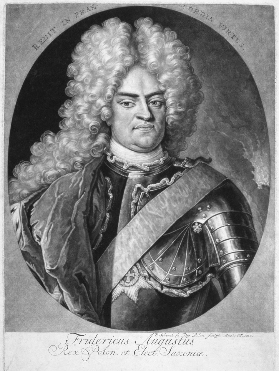 Augustus II (1670-1733) King of Poland, 1710 af Pieter Schenk