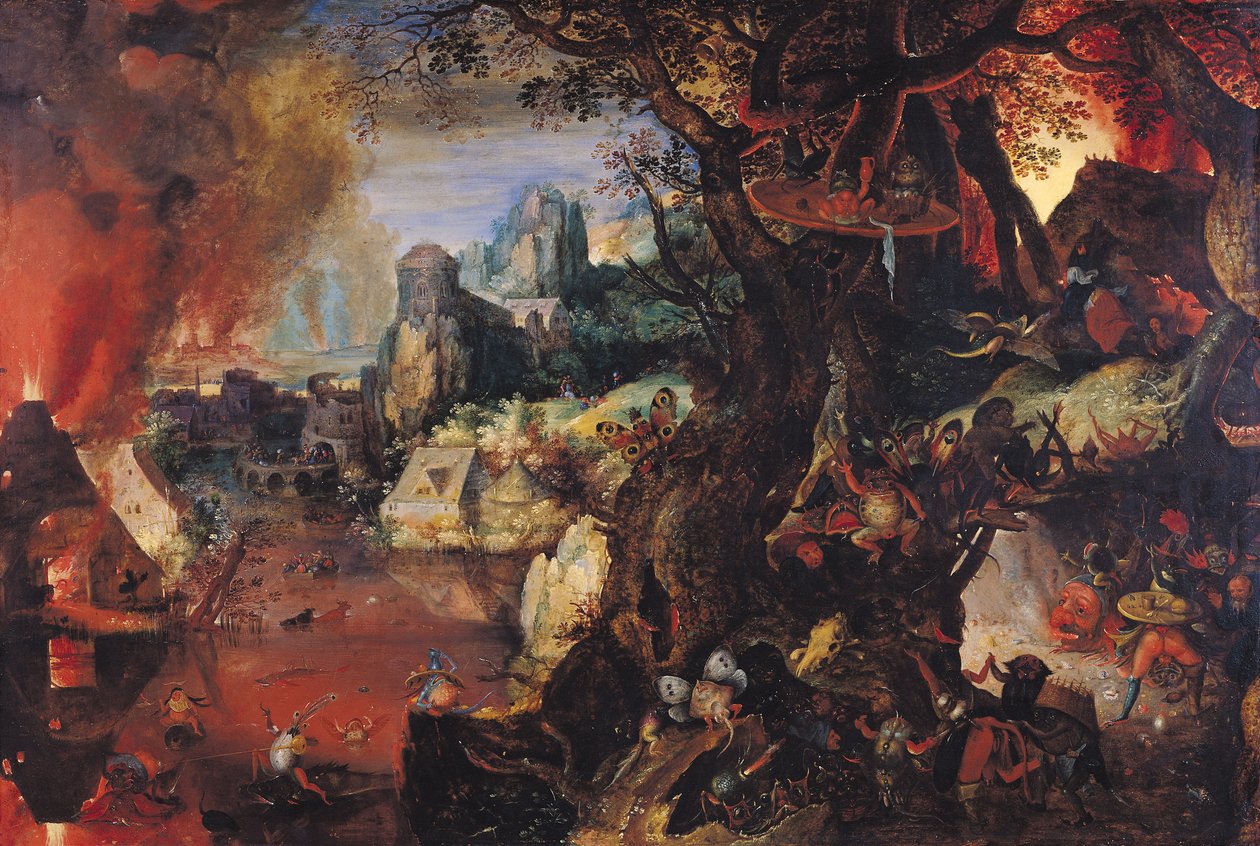 The Temptation of St. Anthony (olie på kobber) af Pieter Schoubroeck