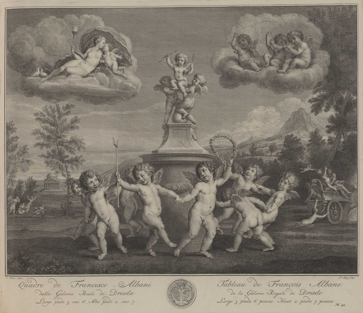 Amorettentanz af Pieter Tanjé nach Francesco Albani