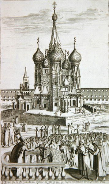Sainte Trinite, eller Jerusalem, Moskvas kirke, fra La Galerie Agreable du Monde, 1729 af Pieter Van der Aa