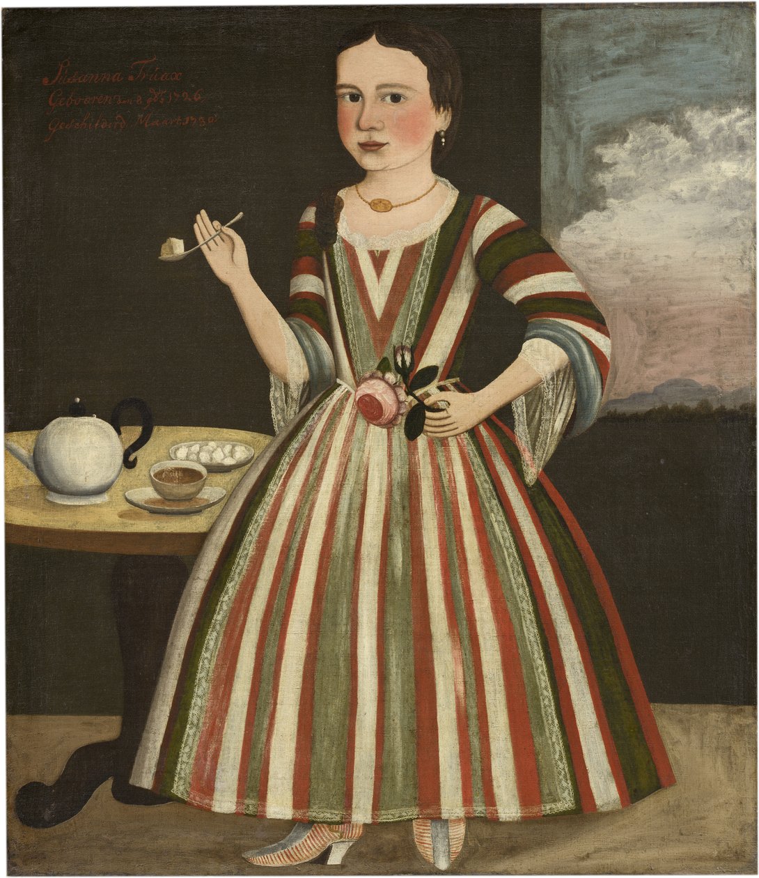 Susanna Truax, 1730 (olie på sengen tikker) af Pieter Vanderlyn