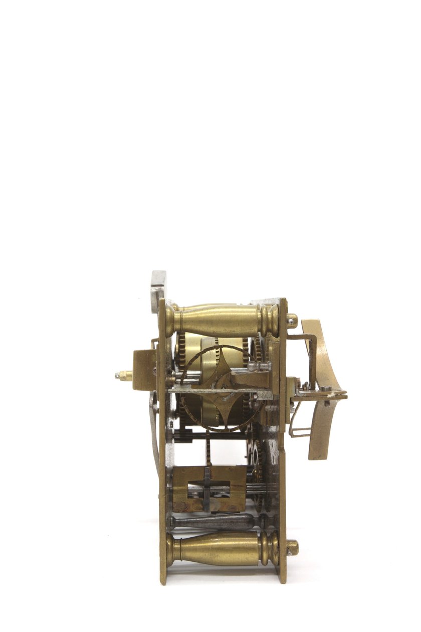 Urværket af et bordur fra oven, ca. 1660 (træ og messing) af Pieter Visbach