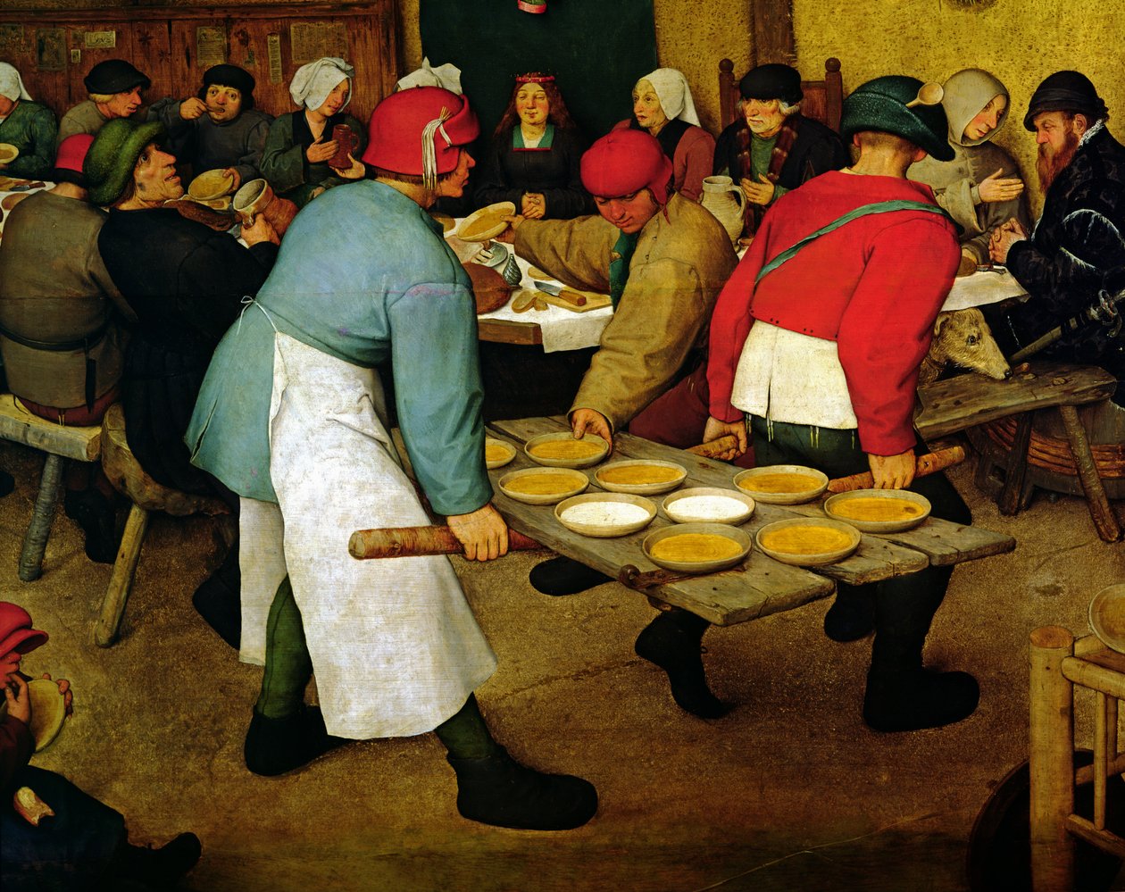 Bondebryllup Bauernhochzeit, 1568 olie på paneldetalje af 68946 af Pieter Bruegel the Elder