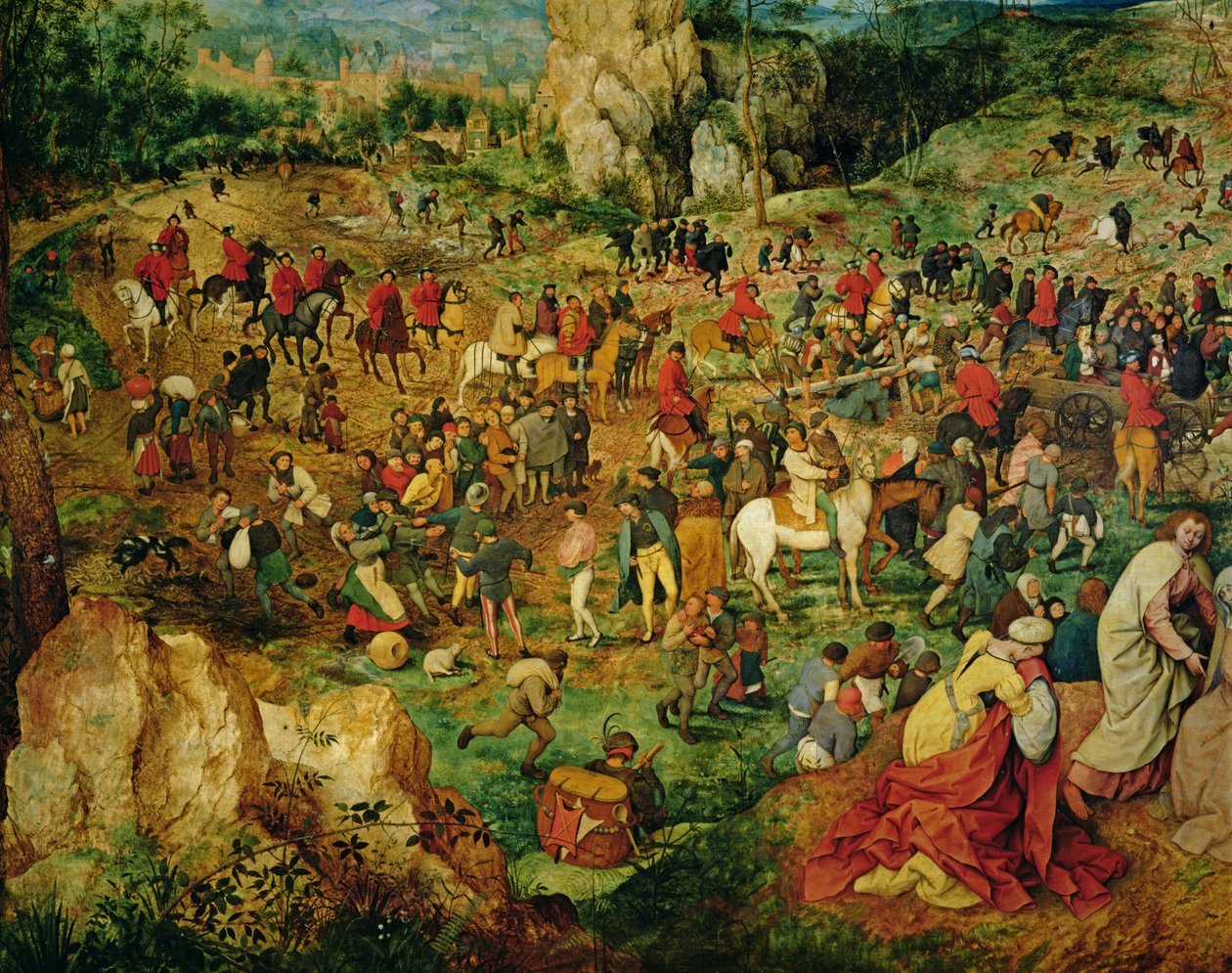 The Road to Calvary, 1564 olie på panel detalje af 186439 og 186440 af Pieter Bruegel the Elder