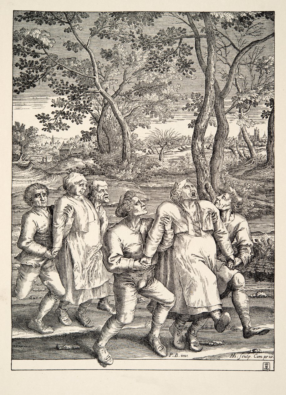 To grupper af bønder efter pilgrimsrejsen til epilepsi, ca. 1642 af Pieter Bruegel the Elder
