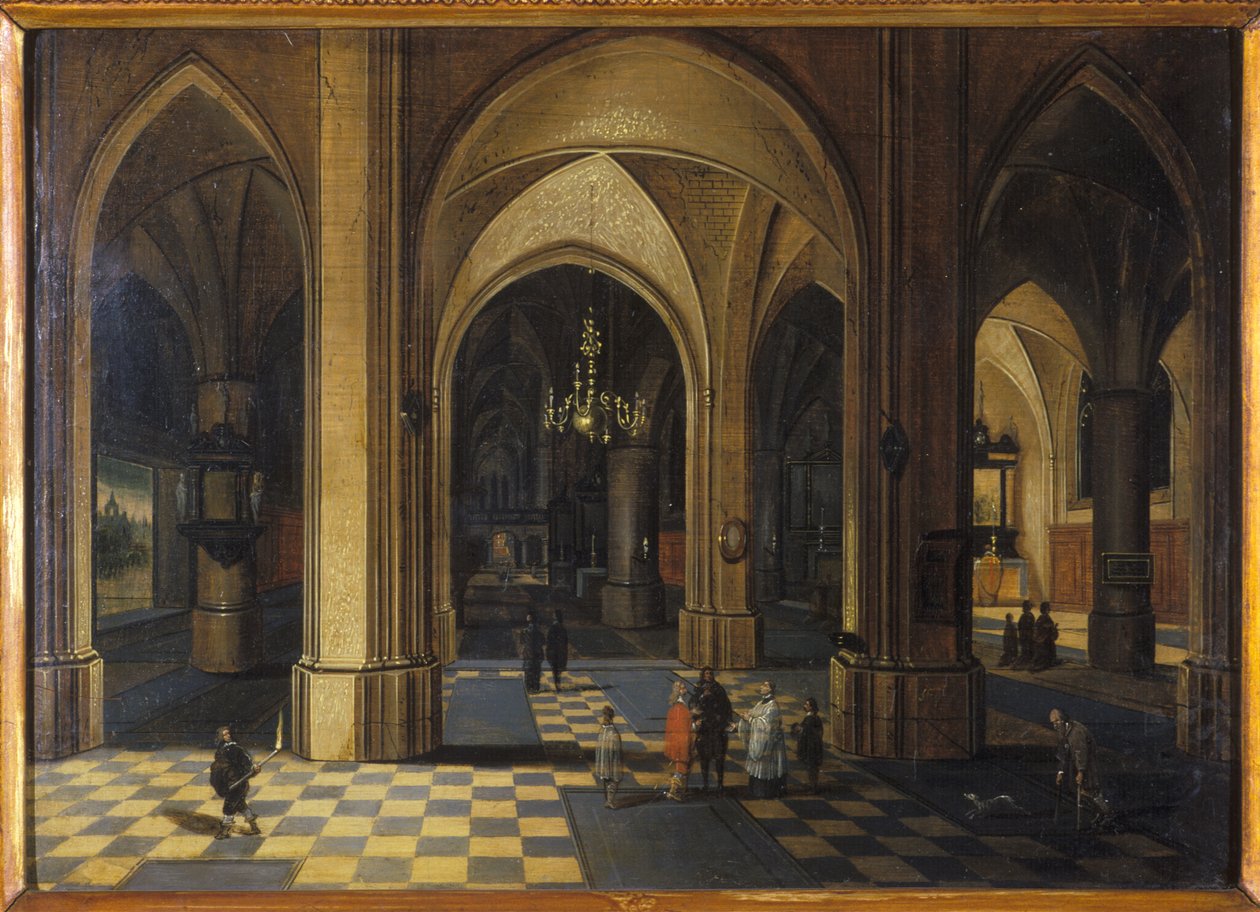 Interiør af en gotisk kirke af Pieter the Elder Neeffs