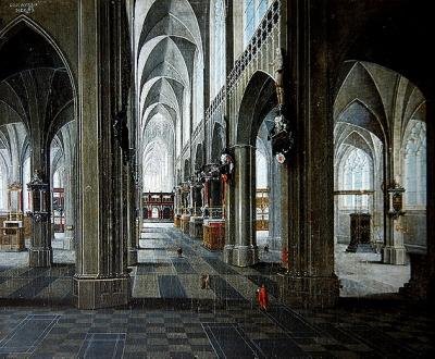 Interiør af en katedral af Pieter the Elder Neefs
