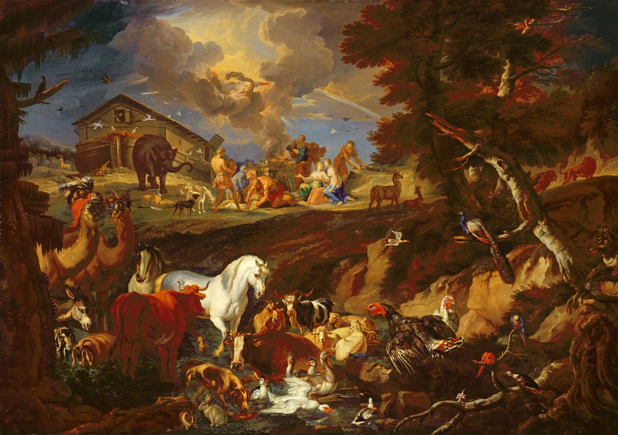 Noa ofrer et offer som et tegn på sin taknemmelighed, 1687-90 af Pieter the Younger 1637 1701 Mulier