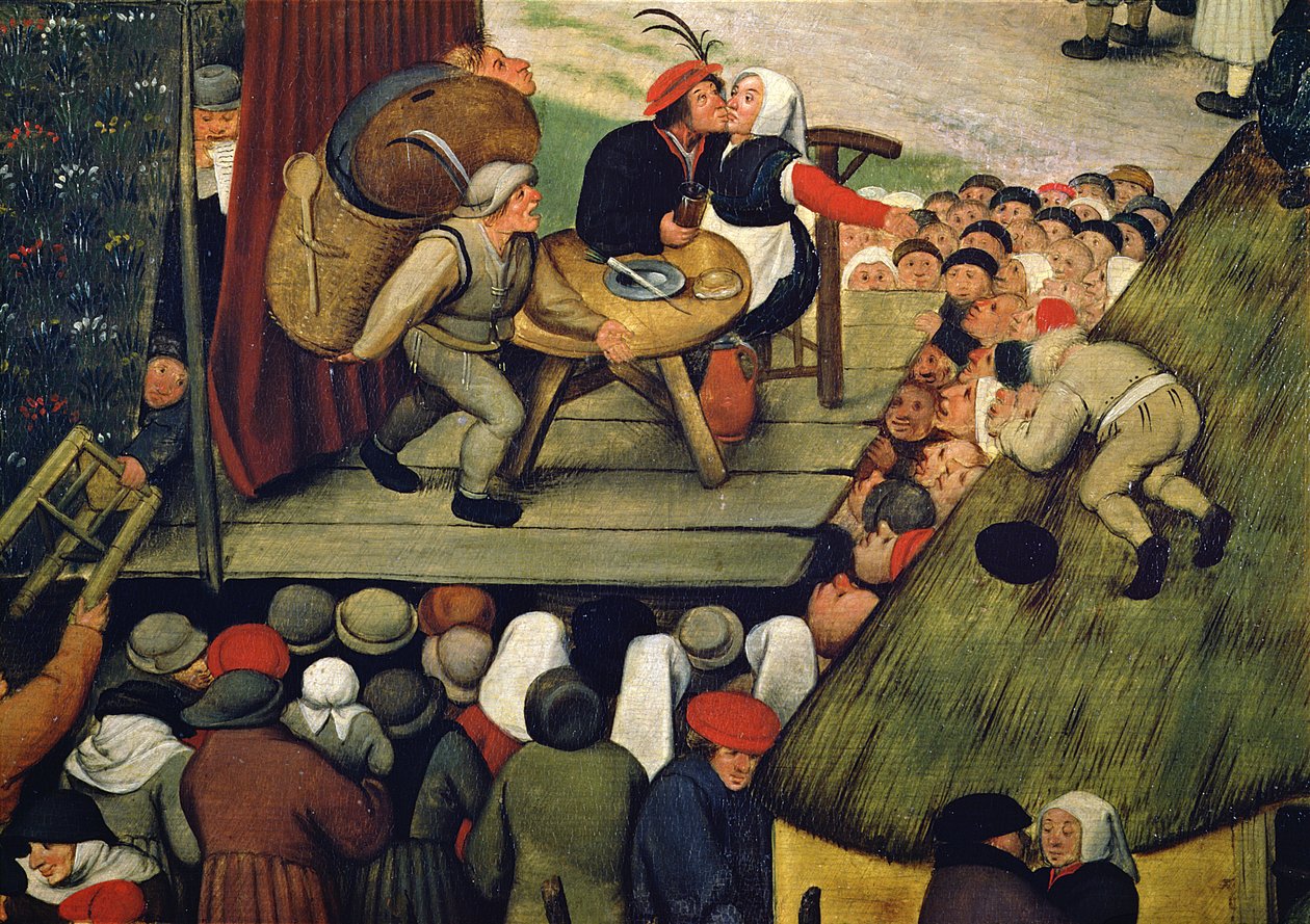 Messe med en teaterpræsentation, ca. 1600 (detaljer) af Pieter Brueghel the Younger